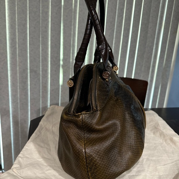 Antonio Malani Snake textured leather handbag/shoulder bag - Picture 4 of 14